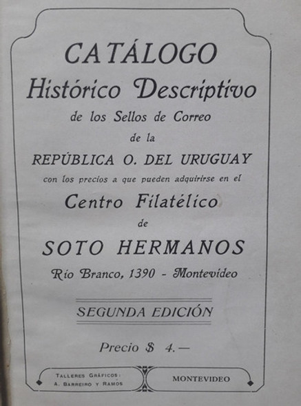 Catalogo Sellos Postales Uruguay Soto Hermano 1922 Filatelia 1