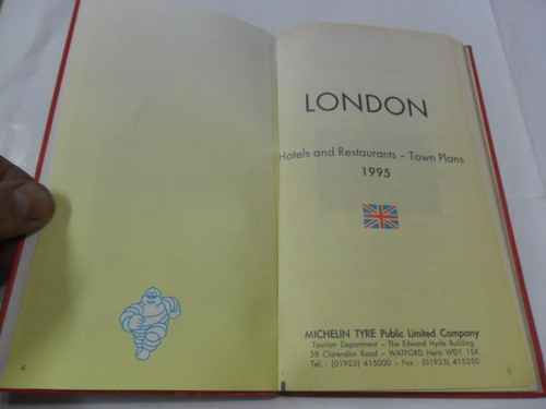 Guia Michelin 1995 Londres London Hoteles Restaurants Mapa 1