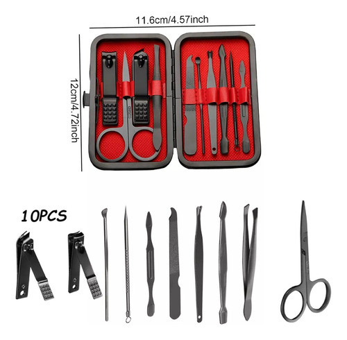 Set Completo 10 Piezas Manicura Y Pedicura Con Estuche Gens 1