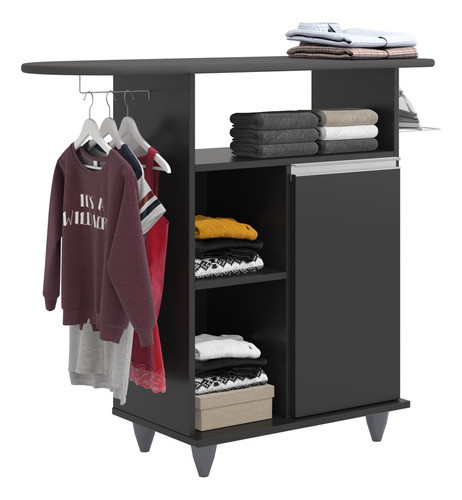 Tábua De Passar Com Balcão 1 Porta Giovana Preto - Lumil 0