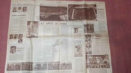Lamina Diario La Prensa Club Independiente - Año 1971 Equipo 1