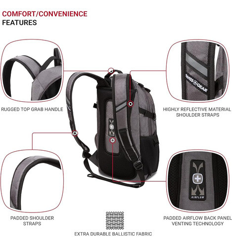 Swissgear 3598 Mochila Mochila Estrecha, Balística Gris, 18 1
