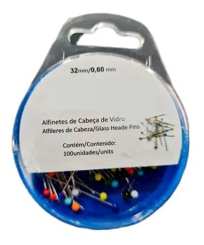 Alfinete Cabeça De Vidro Com 100 Unidades 1