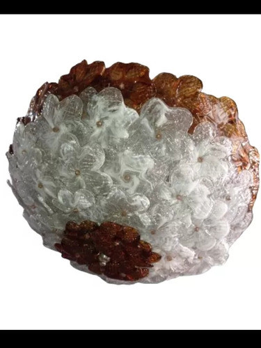 Antigua Lámpara Colgante Con Flores Dé Cristal De Murano 1
