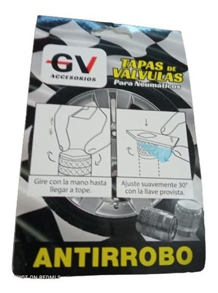 Kit Tapas De Válvulas Cromada Antirrobo Para Auto Camioneta. 1