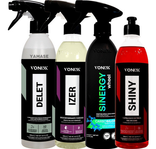 Kit Limpa Pneu Roda Pretinho Shiny Izer Delet Sinergy Vonixx 0