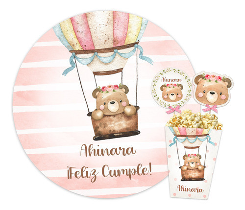 Kit Imprimible Globo Vintage Bautismo 1 Año Baby Shower Nena 0
