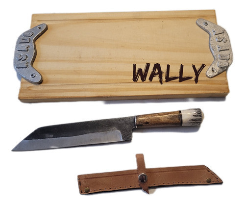 Set Asador Tabla Madera Parrilla Grabada Cuchilla Vikinga 0