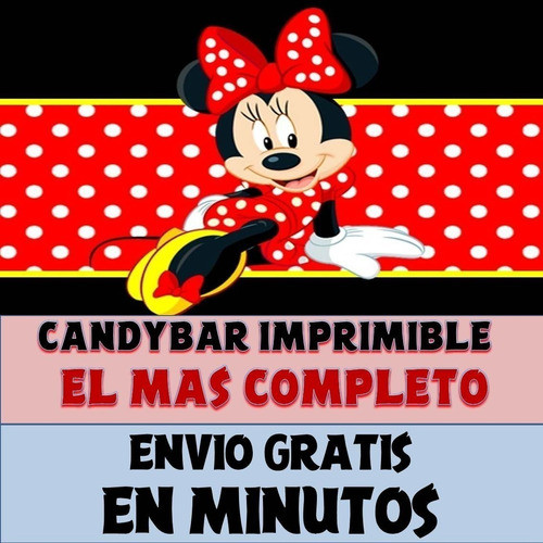 Kit Imprimible Candy Bar Minnie Roja El Mas Completo 1