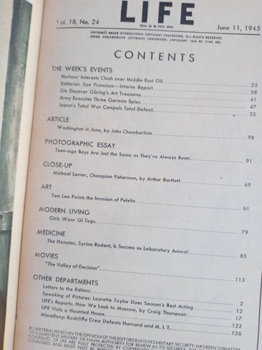 Revista Life 11/06/1945 - Niños Adolescentes - Vol.18 N.24 1