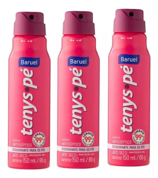 Kit C/3 Talco Tenys Pé Baruel Jato Seco Pink 150ml 0