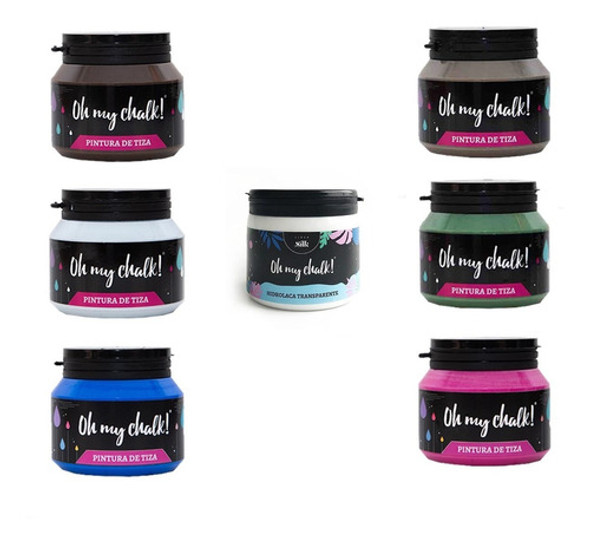 Oh My Chalk Combo #14 X 6 Pinturas De 210cc. + 1 Hidrolaca 0 Oh My Chalk Combo #14 X 6 Pinturas De 210cc. + 1 Hidrolaca 0