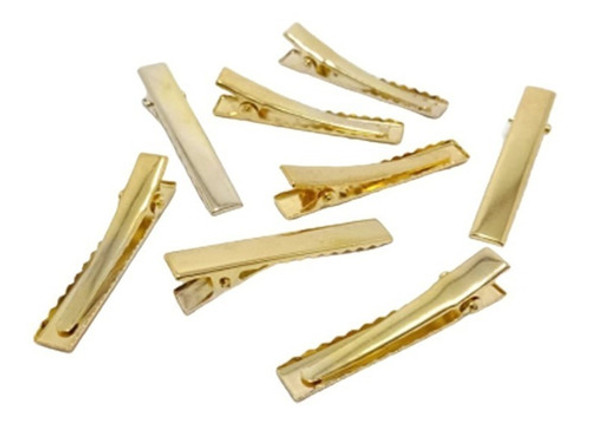 50 Bico Pato Presilha Jacare 4,5 Cm Ouro/dourado Base Reta 0