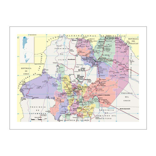 Lamina Fine Art Mapa Politico Salta 39x50 M Y C 0