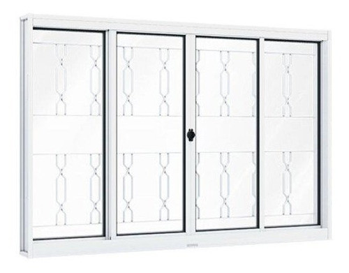 Janela De Aço De Correr 100x150cm 4 Folhas Com Grade 0