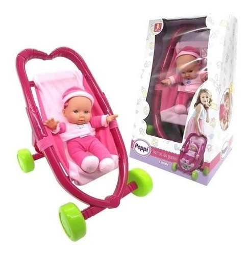Muñeca Bebe Poppi Vamos De Paseo + Cochecito - Carrito !! 0
