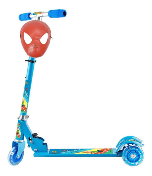 Patinete 3 Rodas Led Menino + Máscara Homem Aranha Infantil 0