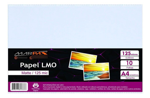 Papel Lmo Matte 125 Mic 210x297mm Marpax 10fls 0