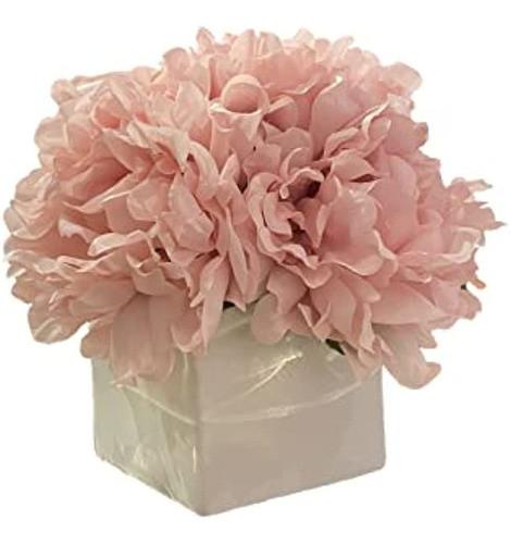 Flores Artificiales Con Jarrón, Flores De Peonía Falsas En J 0