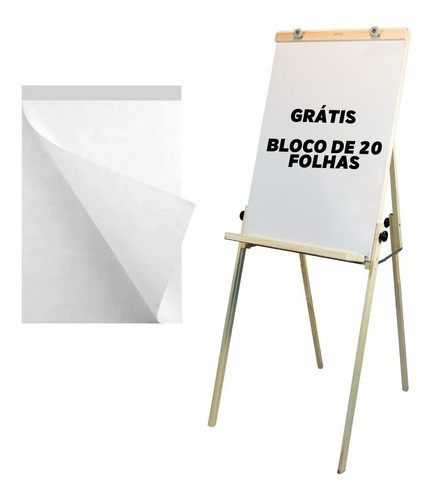 Cavalete Flip Chart Dobrável Quadro Branco Luxo + 20 Folhas 1