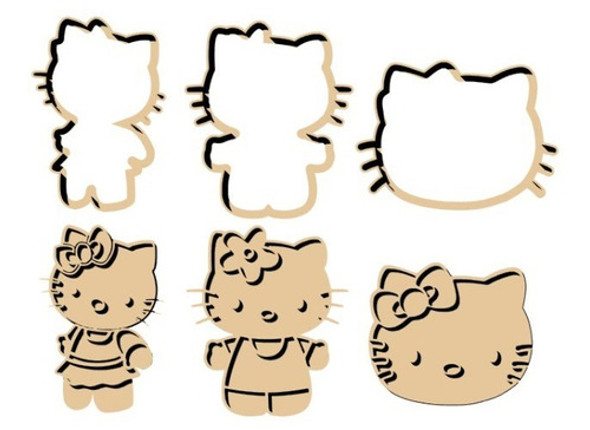Cortante Galletita Fondant Hello Kitty X 3 Unidades 1