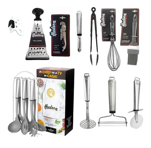 Juego 16 Utensilios Hudson Silicona Acero Apto Ceram Teflon 0