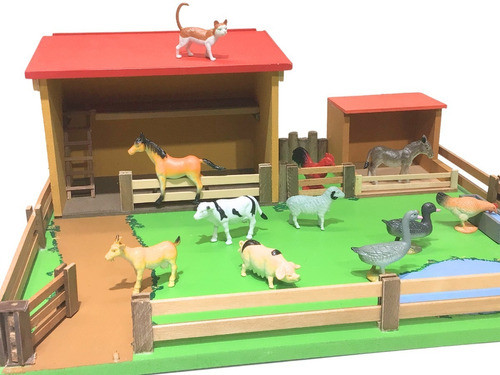Granja De Madera Juguete Con Animales Granjita De Campo 0