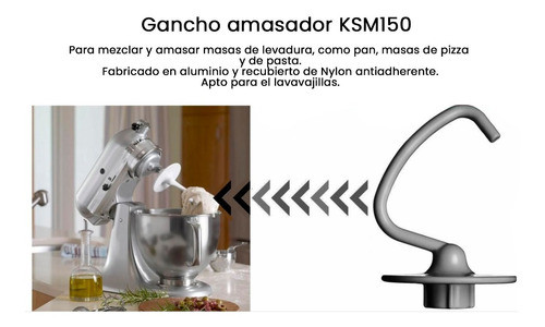 Gancho Amasador Mezclador Kitchenaid Ksm150 1