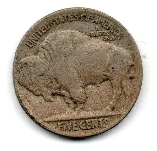 Usa Moneda 5 Cents Bufalo Indio Año 1925 Km#134 1