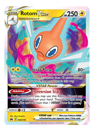 Cartas Pokemon Rotom Vstar 046/159 Full Art Crown Zenith Crz 0