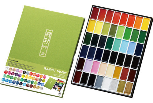 Aquarela Pastilha Kuretake Gansai Tambi 48 Cores ª 0
