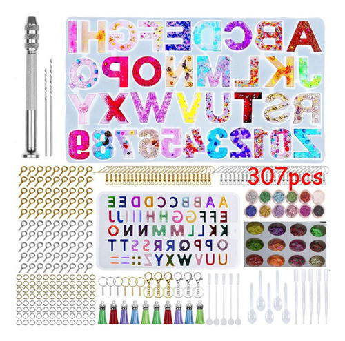 307 Peças De Molde De Resina Epóxi Com Letra De Silicone 0