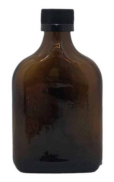 Botella Petaca Vidrio 200 Cc Tapa Rosca Plastica Ambar X12 0