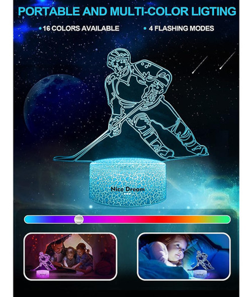 ~? Nice Dream Hockey Player Night Light Para Niños, Lámpara 1
