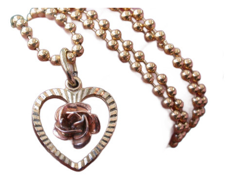Luli Cadena Enchapado Oro 18k Dije Corazon Rosa Ex Calidad 0