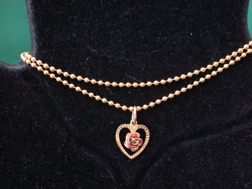 Luli Cadena Enchapado Oro 18k Dije Corazon Rosa Ex Calidad 1