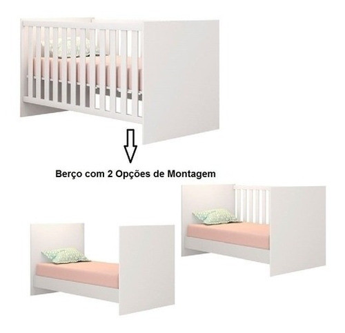 Quarto Bebê Completo Berço Vira Mini Cama Roupeiro 4 Portas 1