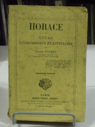 Livro Horace Étude Psychologique Et Littéraire Jules Poiret 1