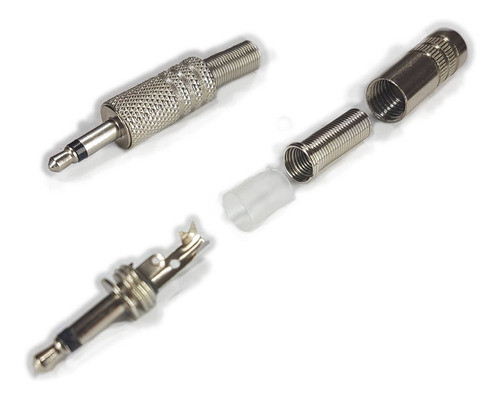 Conector Ficha Miniplug 3,5 Macho Mono Metal Plata 1