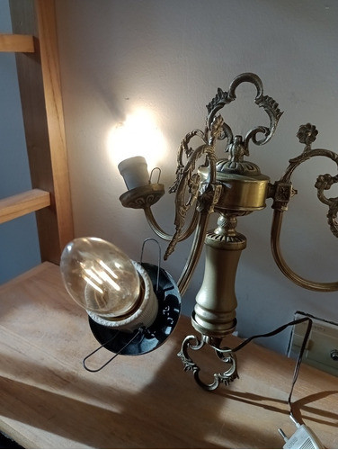 Lampara Colgante De Bronce Antigua En Funcionamiento S/ Tuli 0