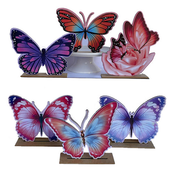 Kit Display De Mesa 6 Peças Para Festa Borboletas 2 Mdf 0