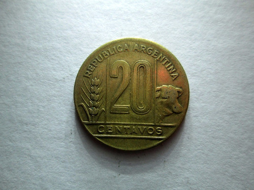 Moneda Argentina 20 Centavos 1949 Peronismo Fallada Boedo 1