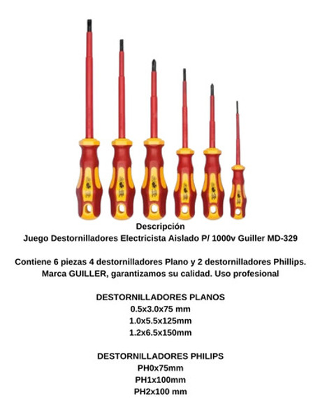 Destornilladores Electricista Aislado 1000v Plano Phillips 1 Destornilladores Electricista Aislado 1000v Plano Phillips 1