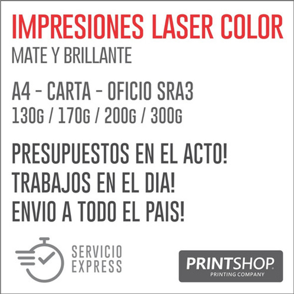 Impresiones Bajadas Laser Color A4 130g X50 Unidades 1