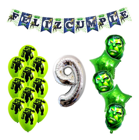 Combo Kit Deco Fiesta Globos Hulk 7 0