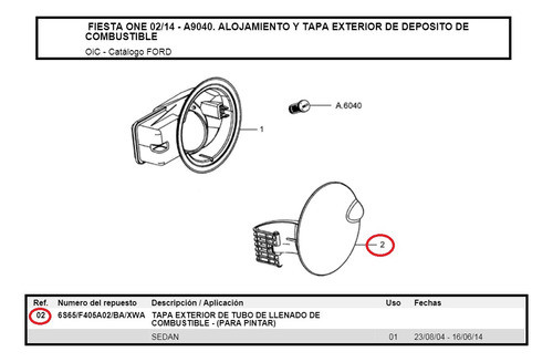 Tapa Exterior De Combustible Ford Fiesta Max 2004/2014 1