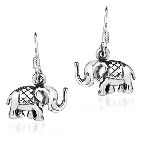 Mini Pendientes De Plata De Ley 925 Con Elefante Tailandés. 0