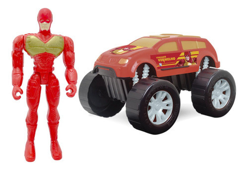Figura Articulada Con Auto Super Héroes - Vigilante Vermelho 0