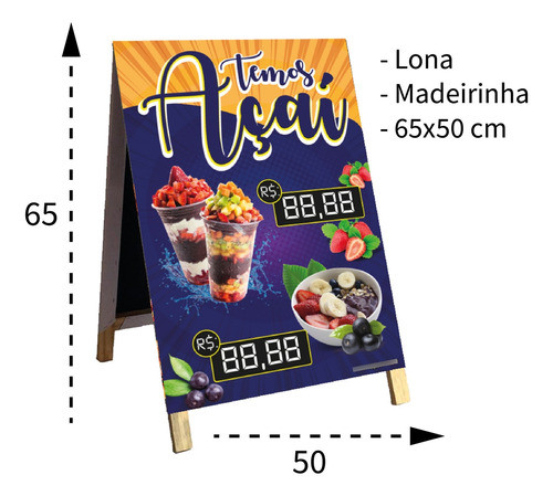 Cavalete Temos Açaí, Tigela E Copo + Caneta 1