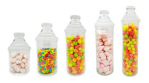 Set 5 Carameleras Cilindricas Bombonera Candy Bar Con Tapa 0